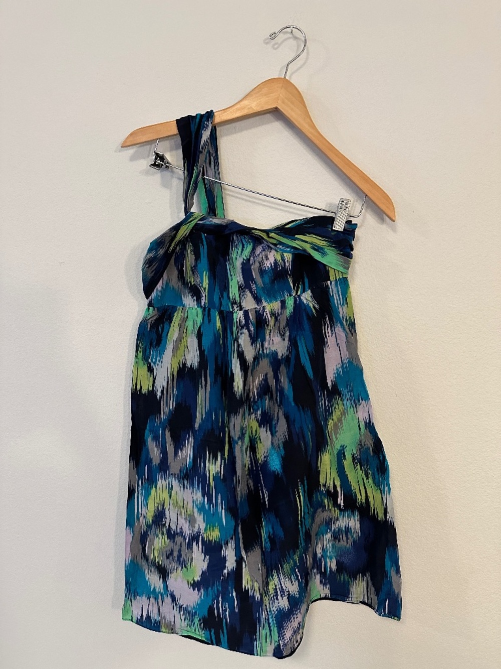 LOFT One Shoulder Abstract Print Cotton Silk Dress Women's Size 2